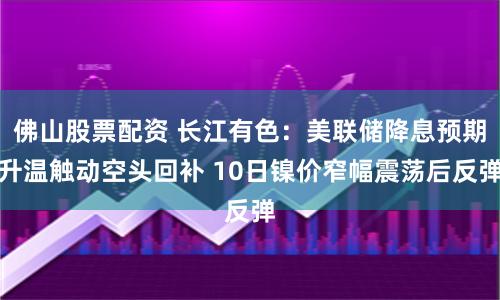 佛山股票配资 长江有色：美联储降息预期升温触动空头回补 10日镍价窄幅震荡后反弹