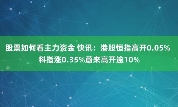 股票如何看主力资金 快讯：港股恒指高开0.05% 科指涨0.35%蔚来高开逾10%